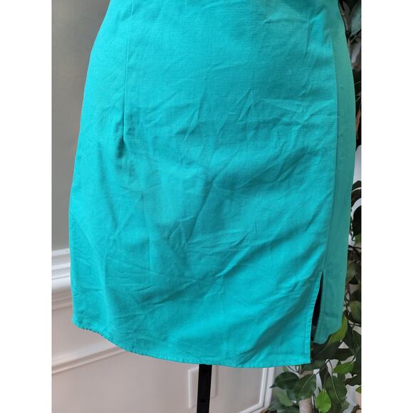 Pink Lily Dress Womens XS Teal Sleeveless Mini Fringe Trim Slit Party Summer - Picture 9 of 10